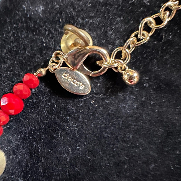 Women's Chico's Necklace Red and Gold - Picture 2 of 10